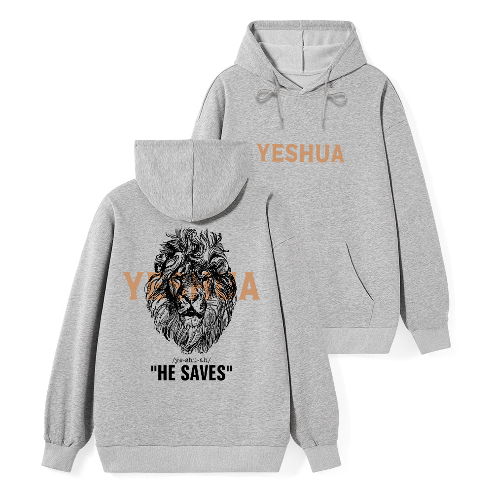 Yeshua He Saves Lion Classic Christian Hoodie