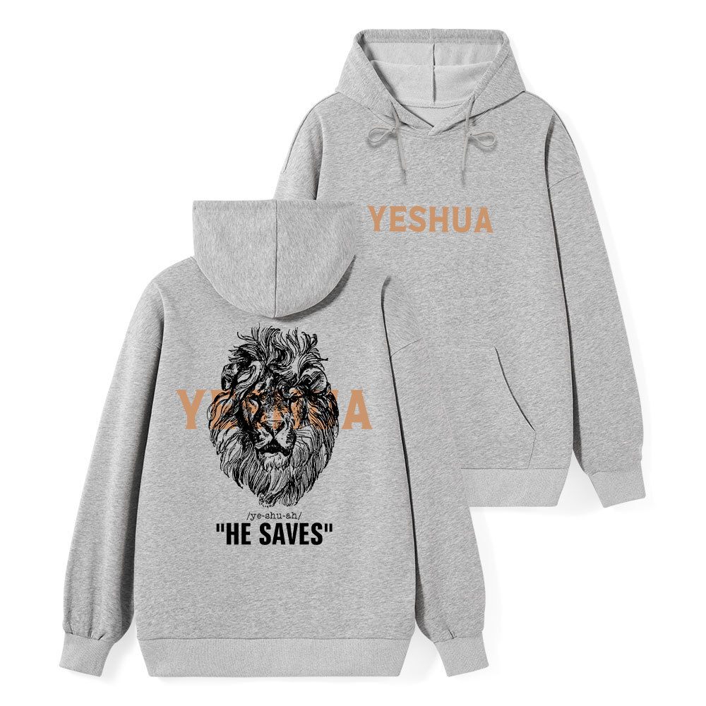 Yeshua He Saves Lion Classic Christian Hoodie