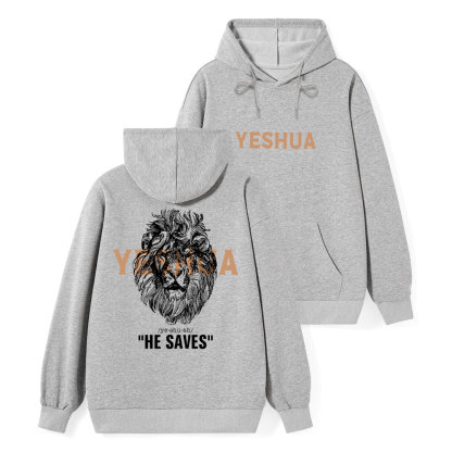 Yeshua He Saves Lion Classic Christian Hoodie