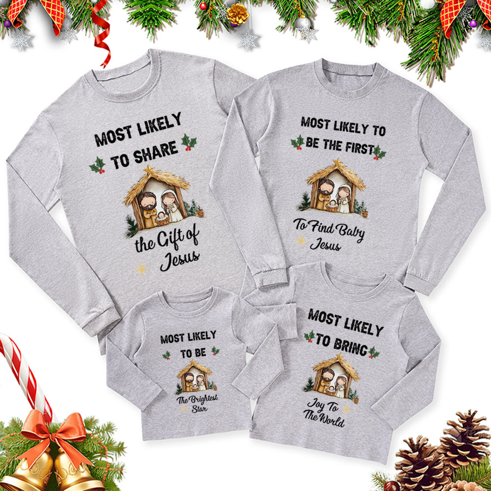 Personalized Most Likely Christmas Family Matching Long Sleeve T-Shirt