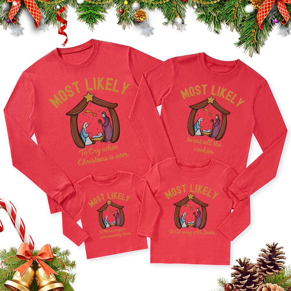 Personalized Most Likely Christmas Family Matching Long Sleeve T-Shirt