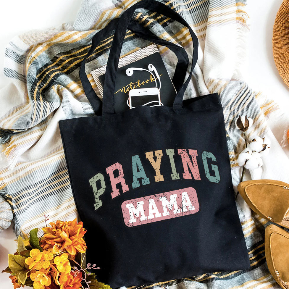 Praying Mama Vintage Christian Canvas Tote Bag