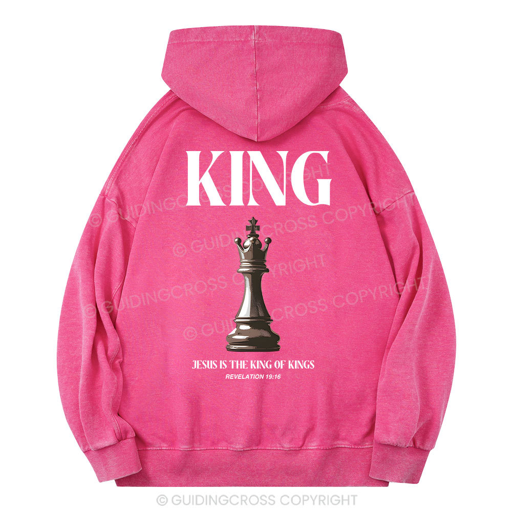 Jesus Is The King Of Kings Christian Washed Hoodie