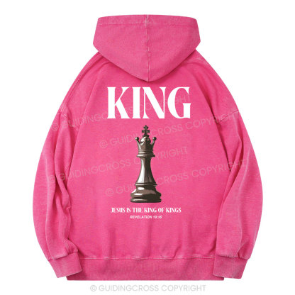 Jesus Is The King Of Kings Christian Washed Hoodie