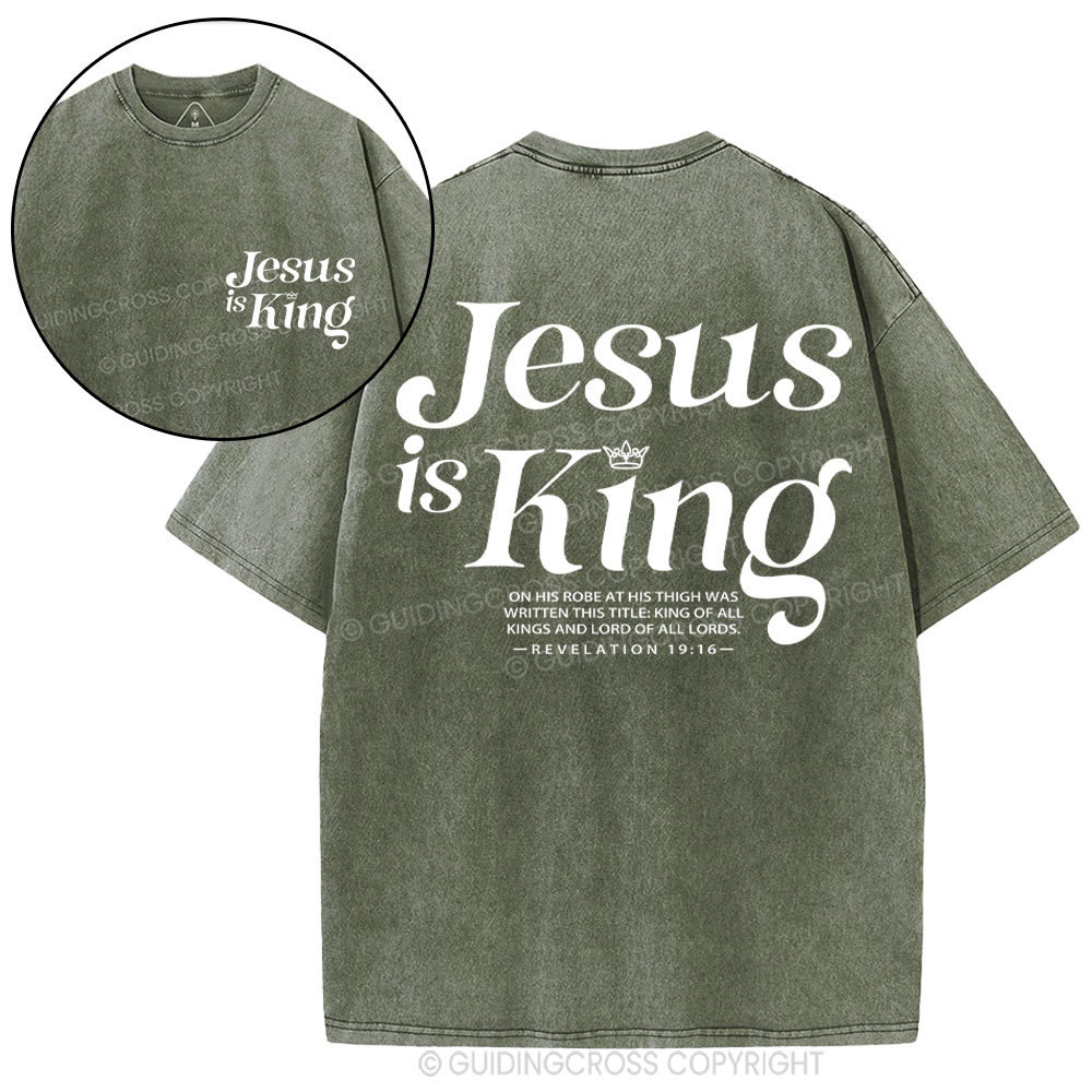 Jesus Is King Christian Washed T-Shirt