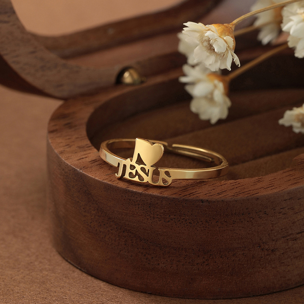 Love Faith Genderless Adjustable Open Finger Jesus Ring