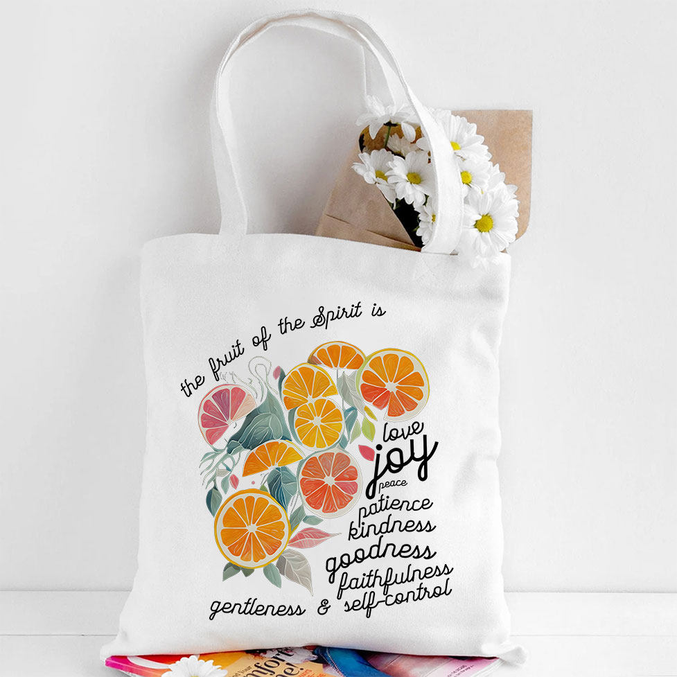The Fruit Of The Spirit Is Love Christian Canvas Tote Bag