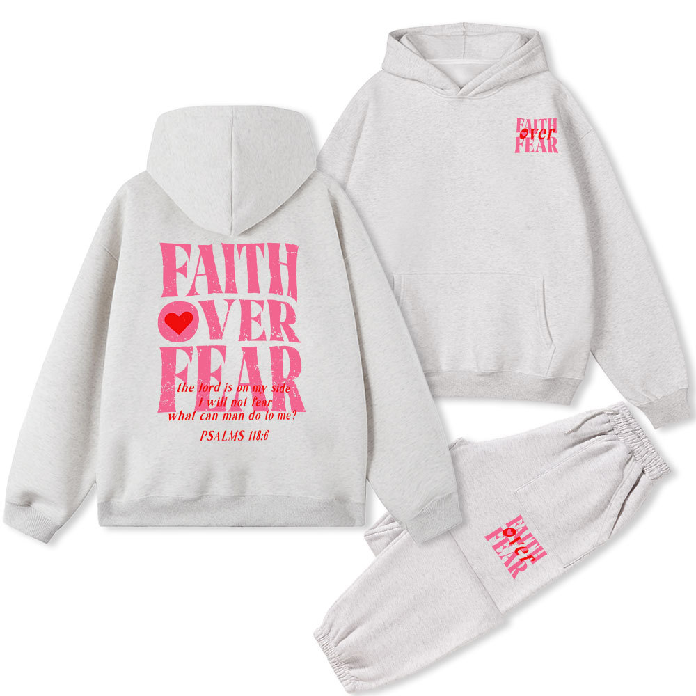 Faith Over Fear Christian Fleece Hoodie Set