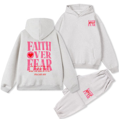 Faith Over Fear Christian Fleece Hoodie Set