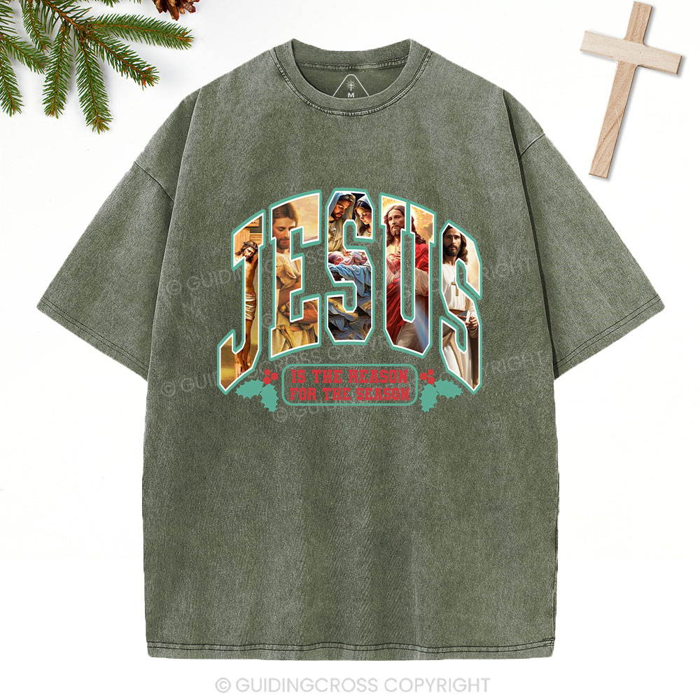 SAY JEEZ Chrisrtian Christmas Washed T-Shirt Sale - GuidingCross