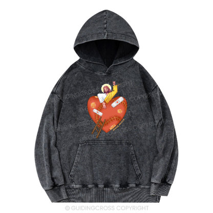 Jesus Heals Christian Washed Hoodie