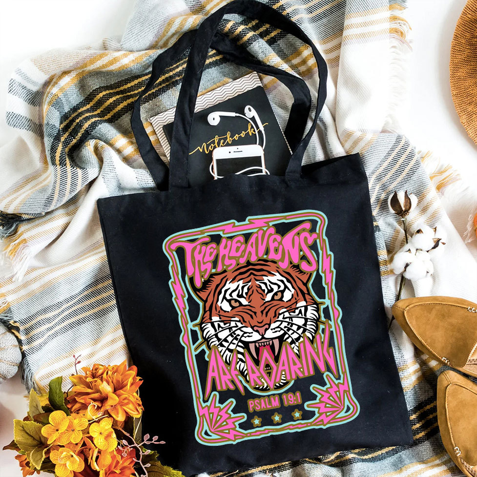 The Heavens Are Roaring Christian Canvas Tote Bag