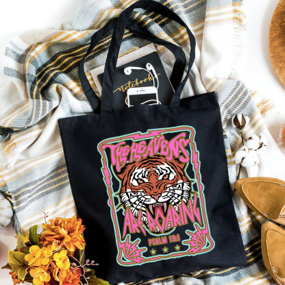 The Heavens Are Roaring Christian Canvas Tote Bag