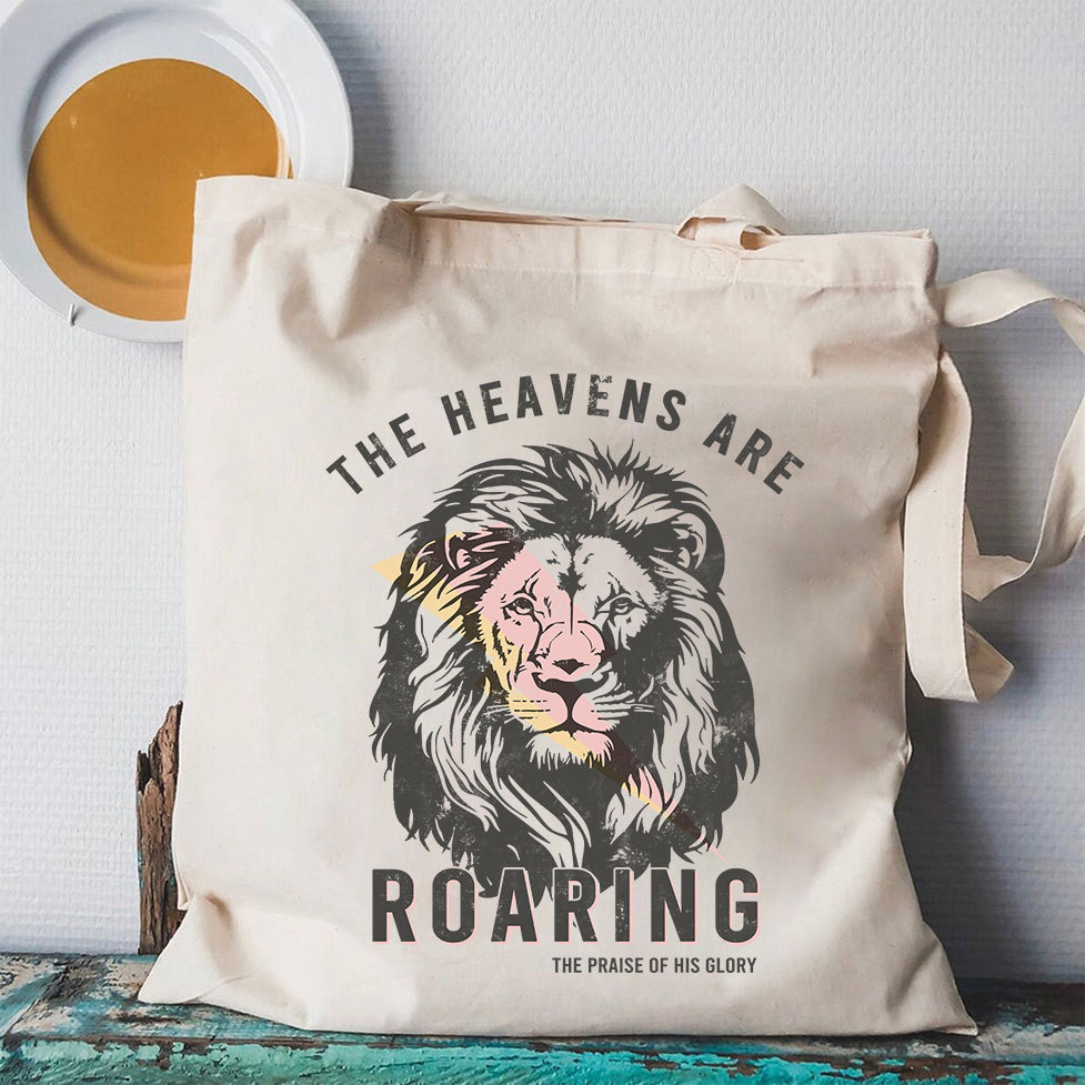 The Heavens Are Roaring Christian Canvas Tote Bag