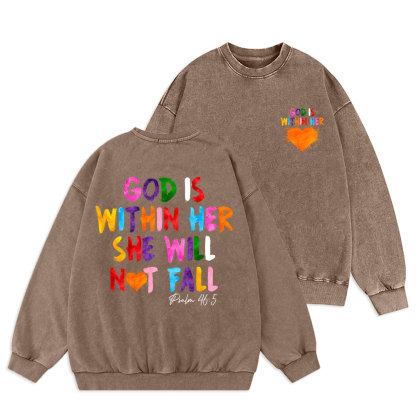 God Is Within Her Christian Washed Sweatshirt