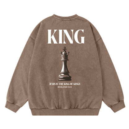 Jesus Is The King Of Kings Christian Washed Sweatshirt