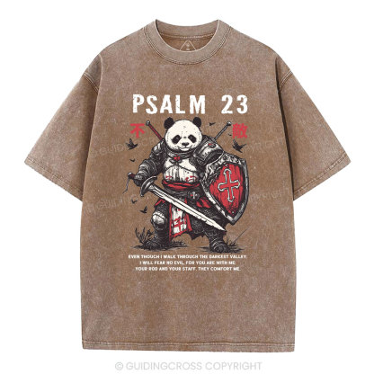 Walk Through The Darkest Valley Panda Warrior Christian Washed T-Shirt