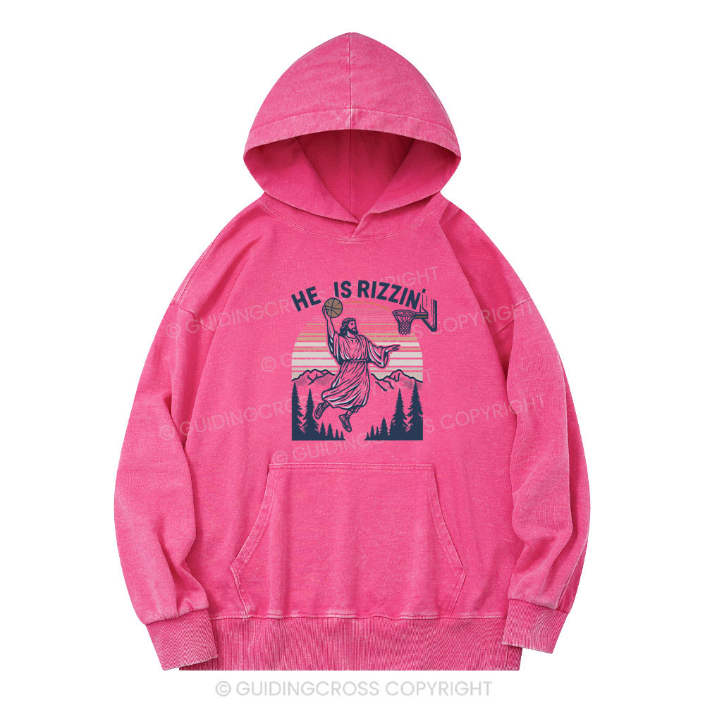 He Is Rizzen Christian Washed Hoodie