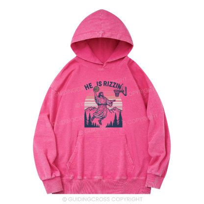 He Is Rizzen Christian Washed Hoodie