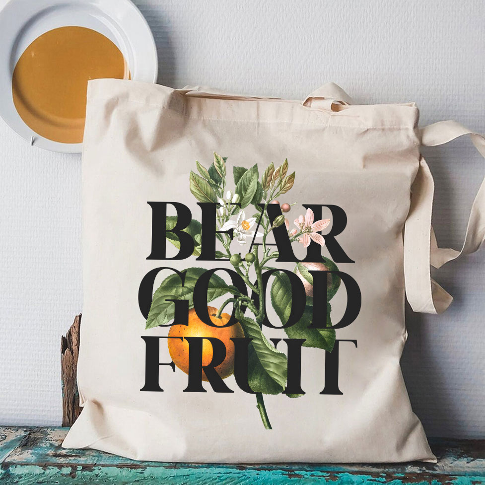 Bear Good Fruit Canvas Tote Bag