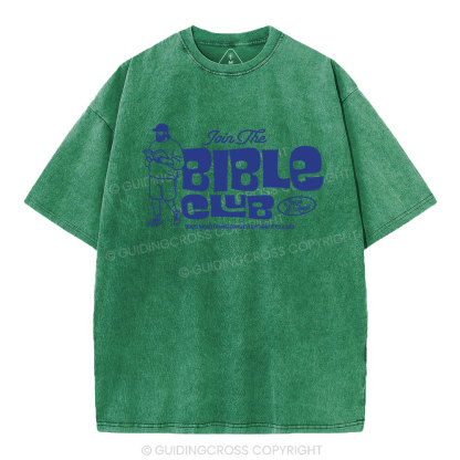 Join The Bible Club Christian Washed T-Shirt