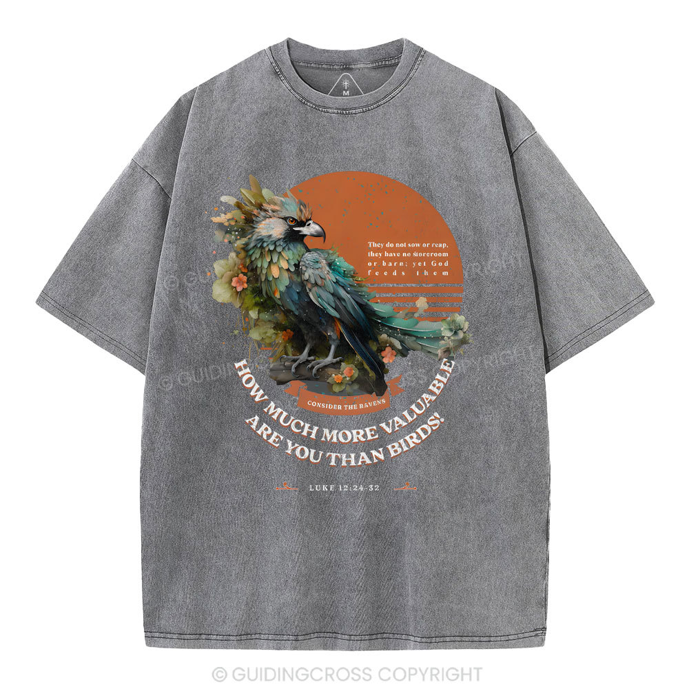 How Much More Valuable Are You Than Birds Christian Washed T-Shirt