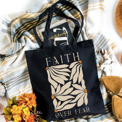 Faith Over Fear Christian Canvas Tote Bag