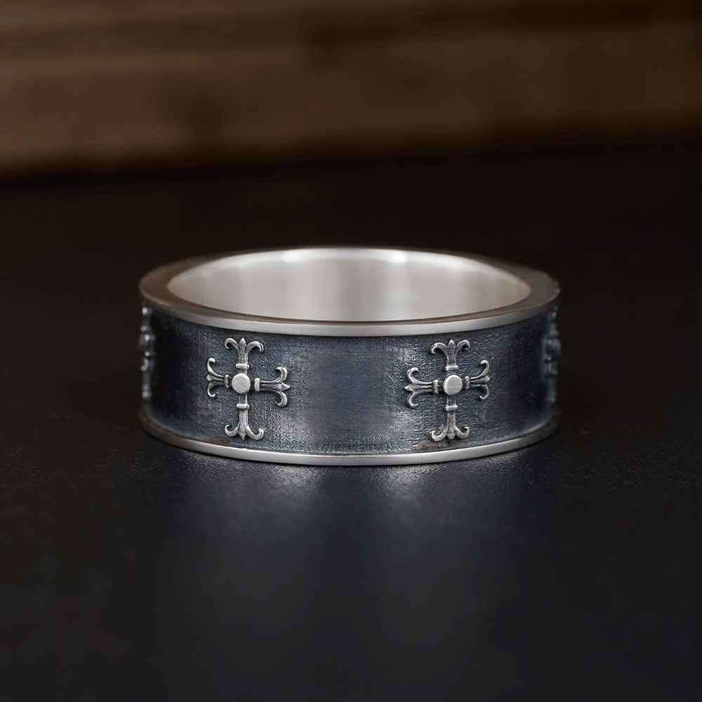 Cross Ring Christian Sterling Silver Band Ring