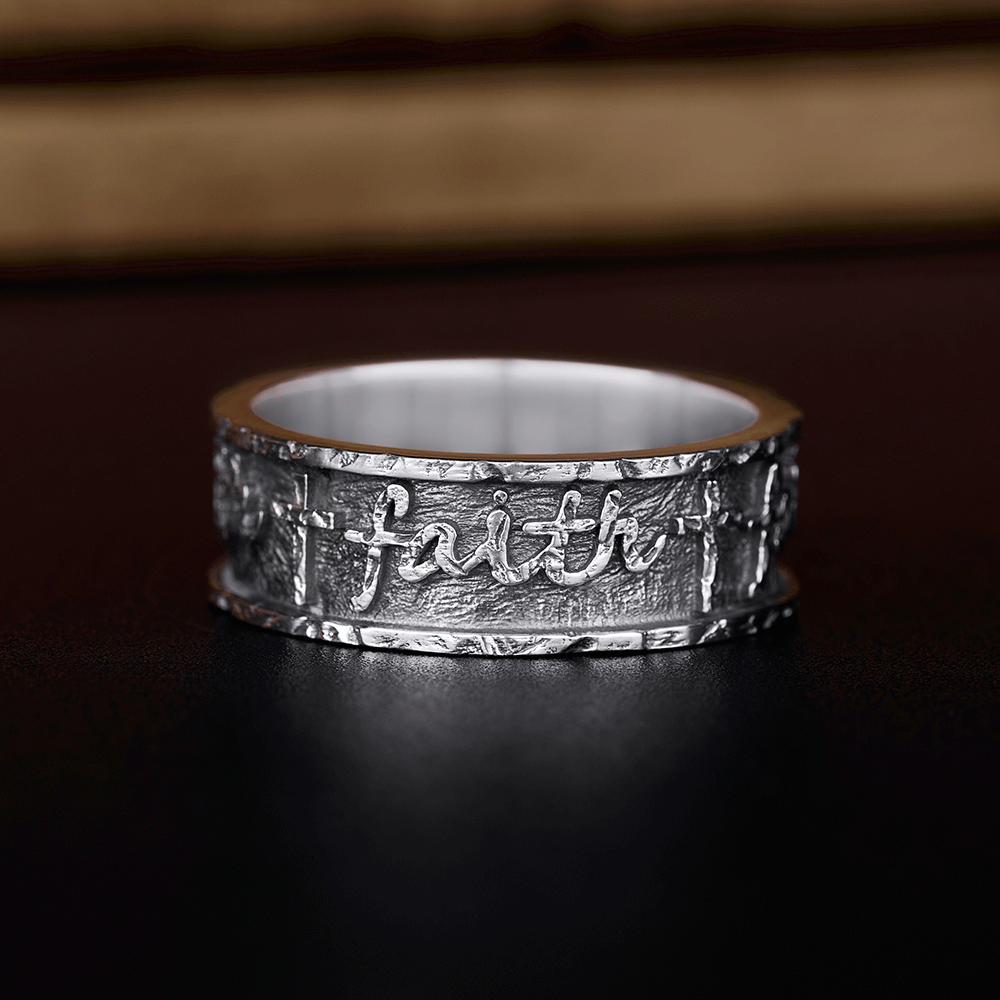 Faith Cross Sterling Silver Band Ring