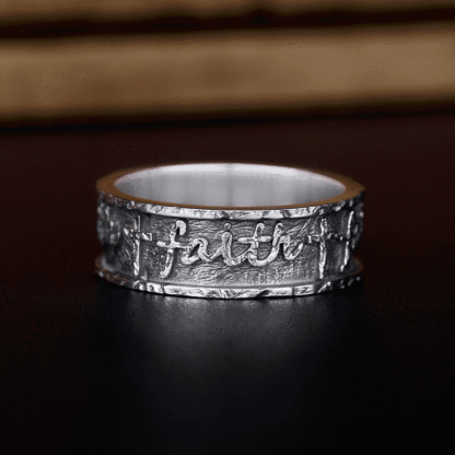 Faith Cross Sterling Silver Band Ring