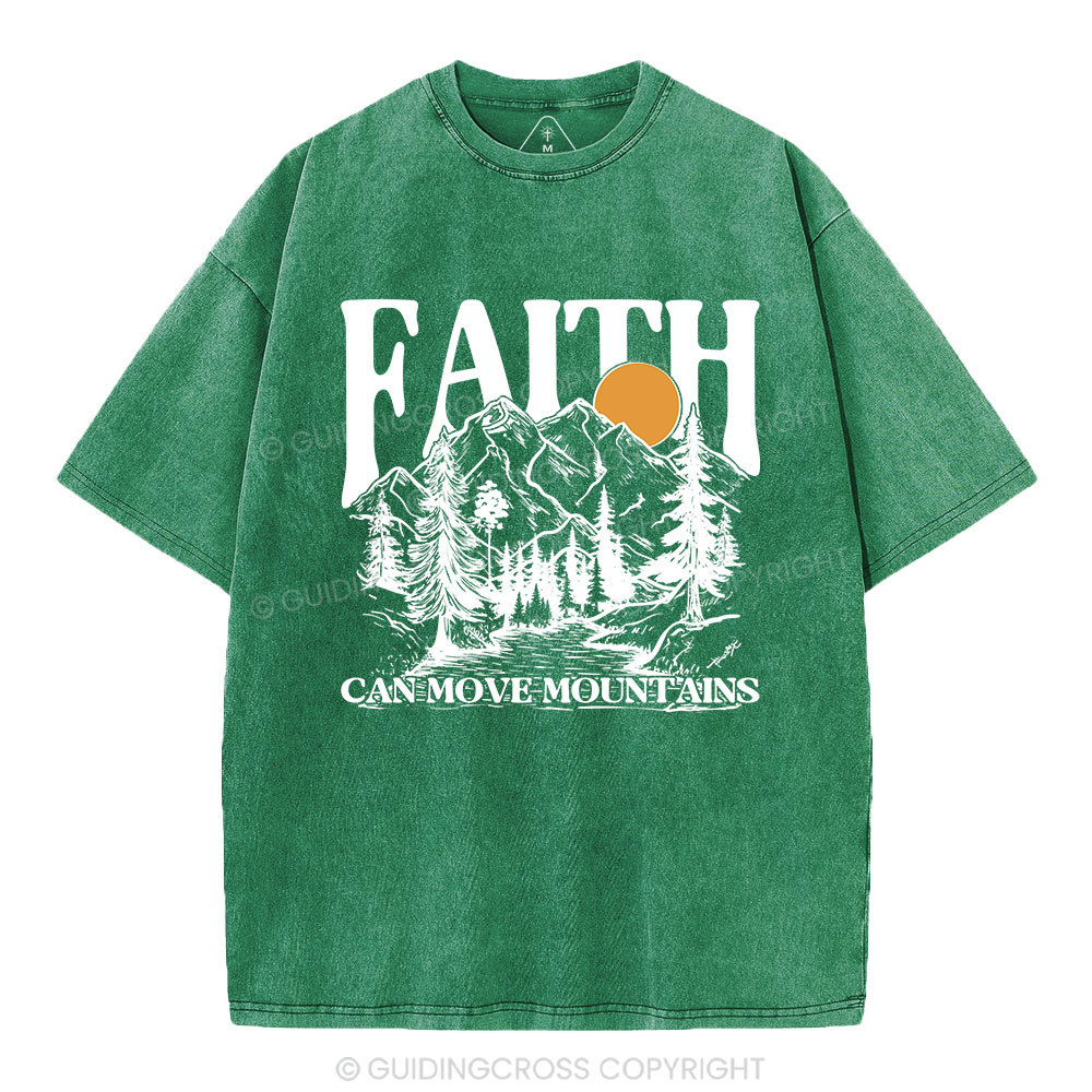 Faith Can Move Mountains Christian Washed T-Shirt