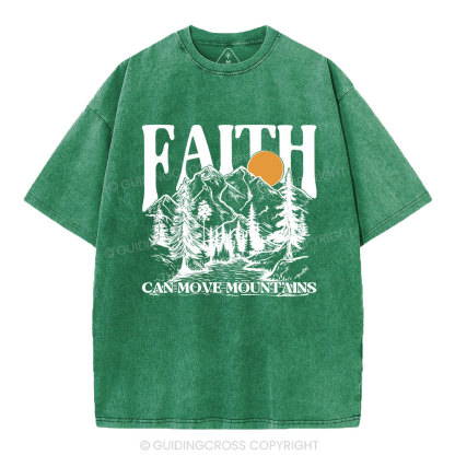 Faith Can Move Mountains Christian Washed T-Shirt