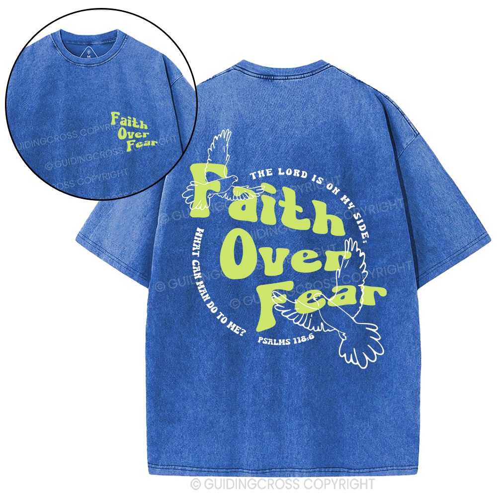Faith Over Fear Dove Christian Washed T-Shirt
