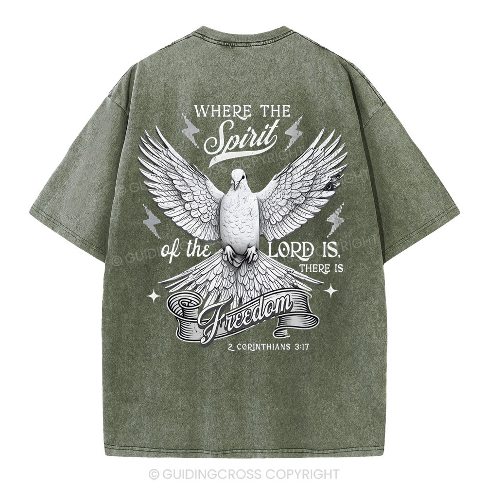 Where The Spirit Of The Lord CHristian Washed T-Shirt