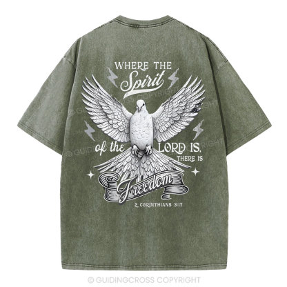 Where The Spirit Of The Lord CHristian Washed T-Shirt