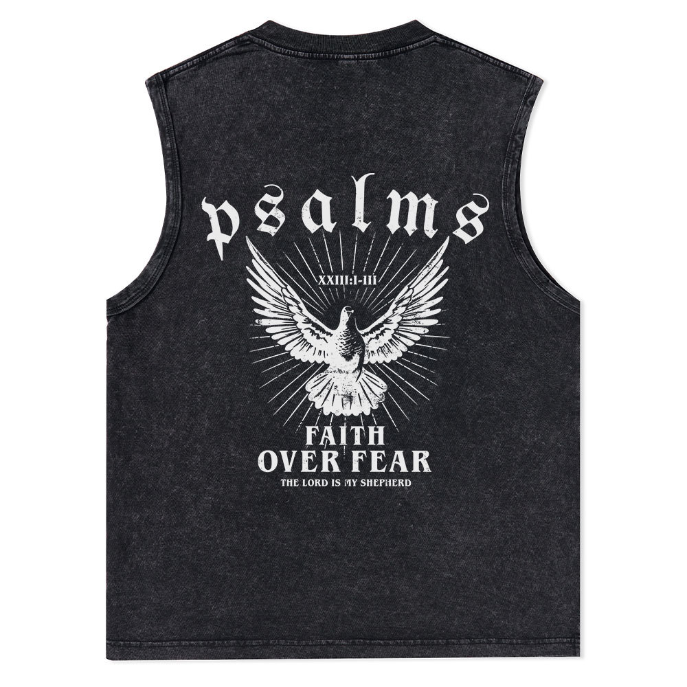 Faith Over Fear Christian Washed sleeveless Tee