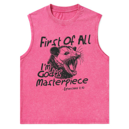 First Of All I'm God's Masterpiece Christian Washed sleeveless Tee