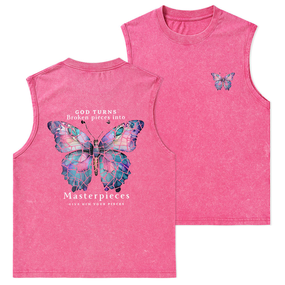 God Turns Broken Pieces Into Masterpieces Christian Washed sleeveless Tee