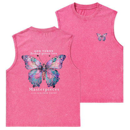 God Turns Broken Pieces Into Masterpieces Christian Washed sleeveless Tee
