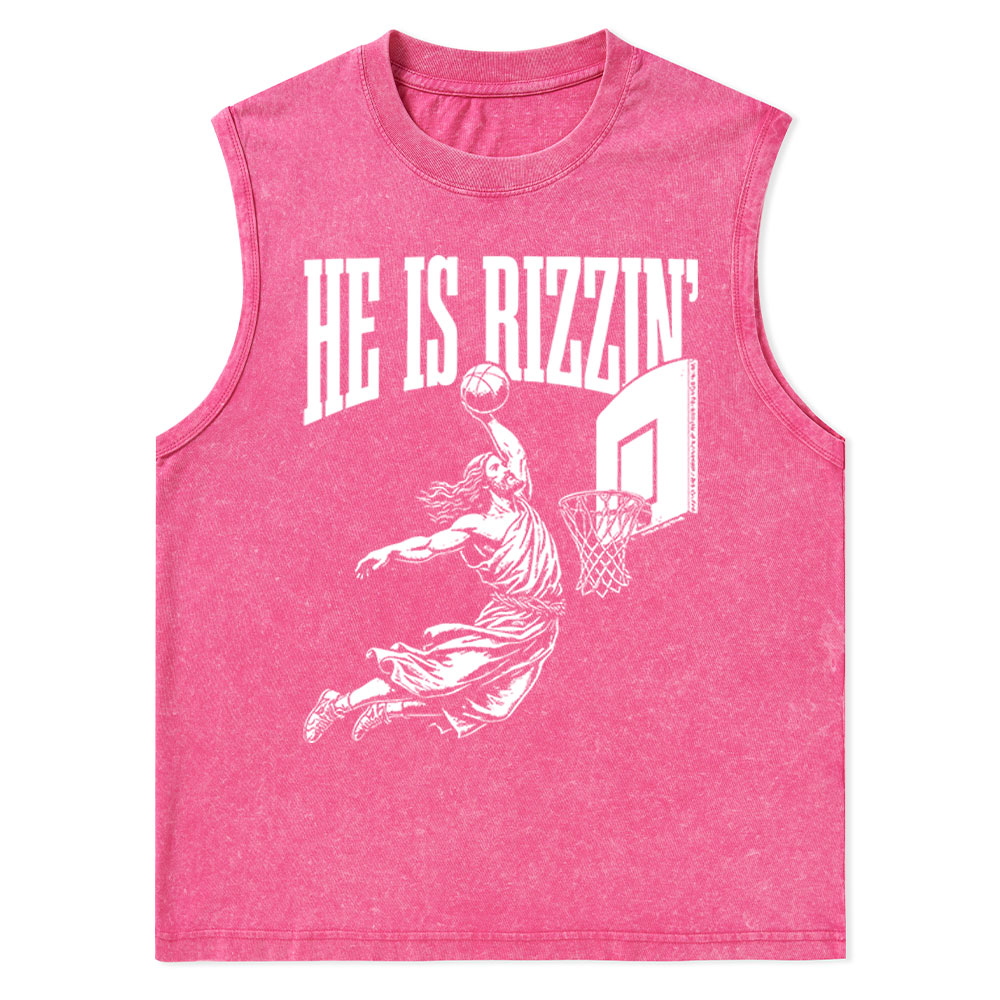 He Is Rizzin Christian Washed sleeveless Tee