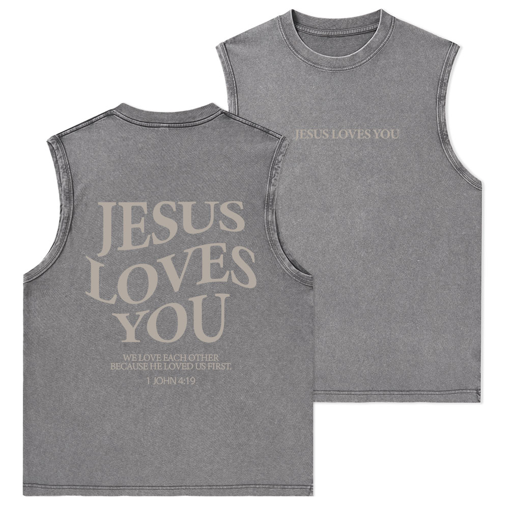 Jesus Love You Christian Washed sleeveless Tee