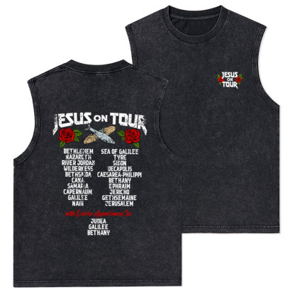 Jesus On Tour Christian Washed sleeveless Tee