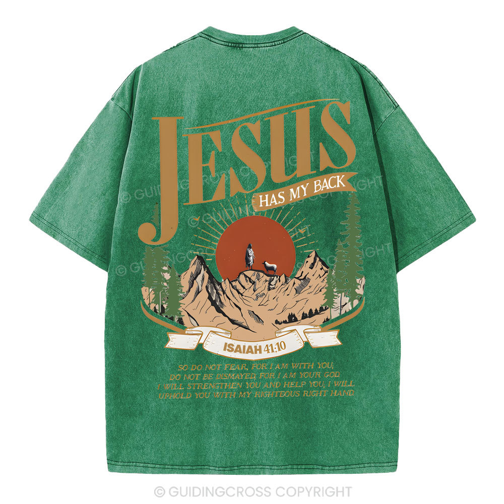 Jesus Has My Back Christian Washed T-Shirt
