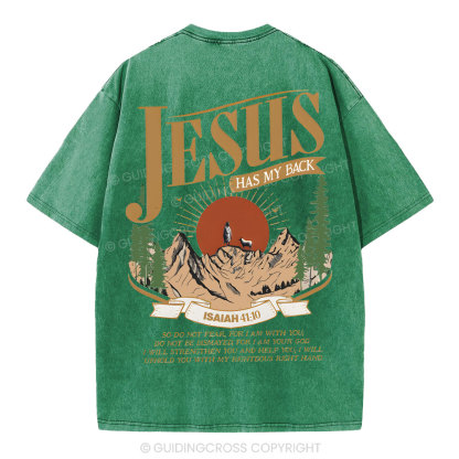 Jesus Has My Back Christian Washed T-Shirt
