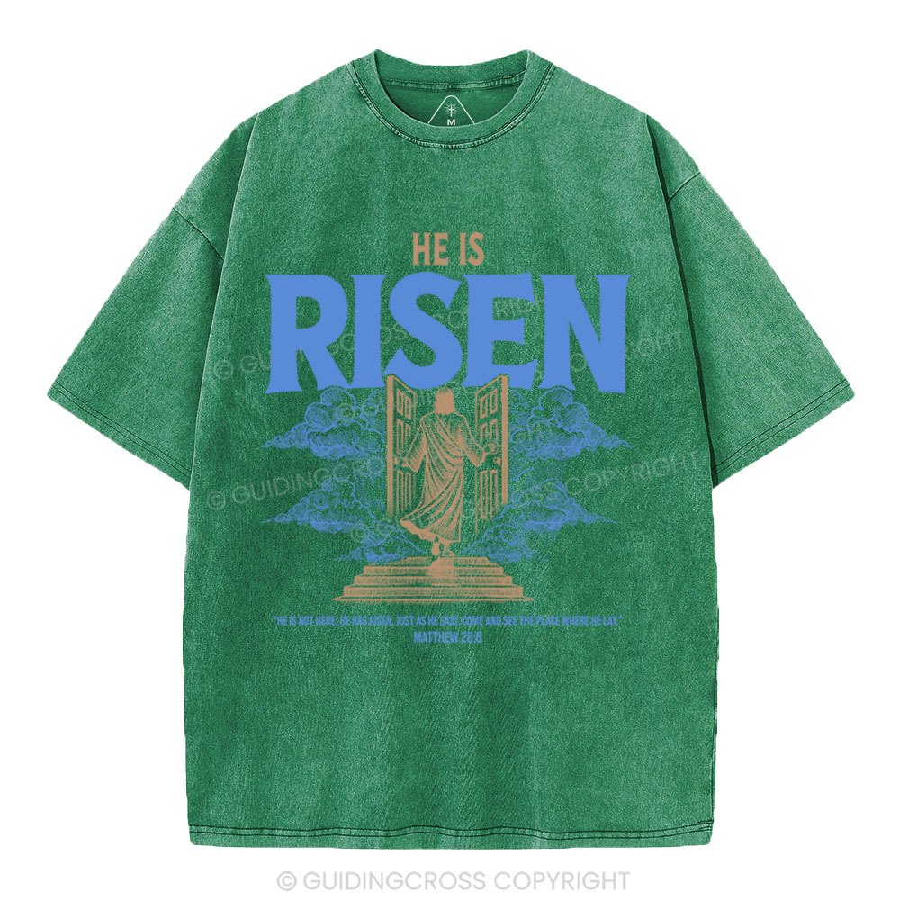 He Is Risen Christian Washed T-Shirt