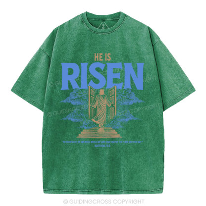 He Is Risen Christian Washed T-Shirt