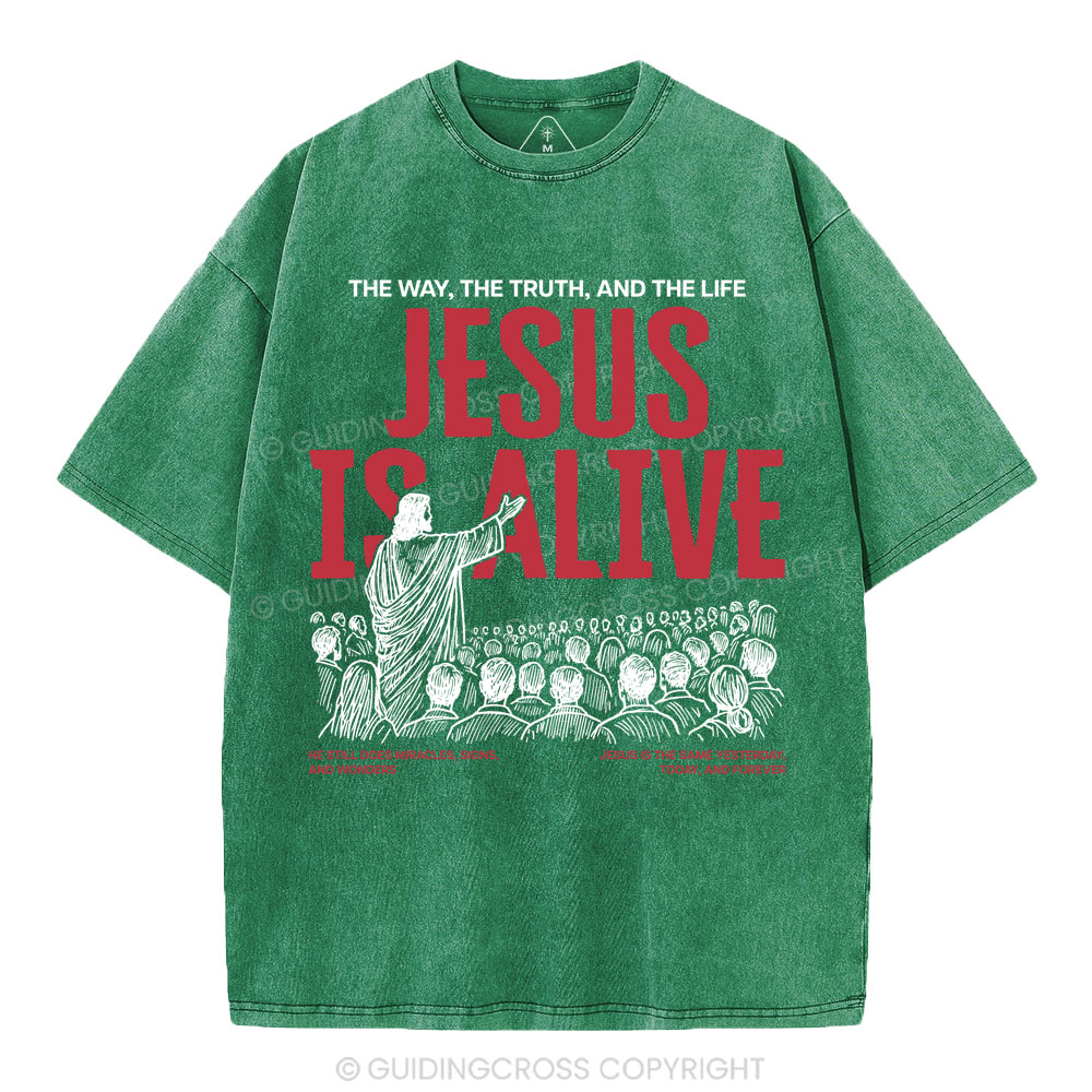Jesus Is Alive Christian Washed T-Shirt