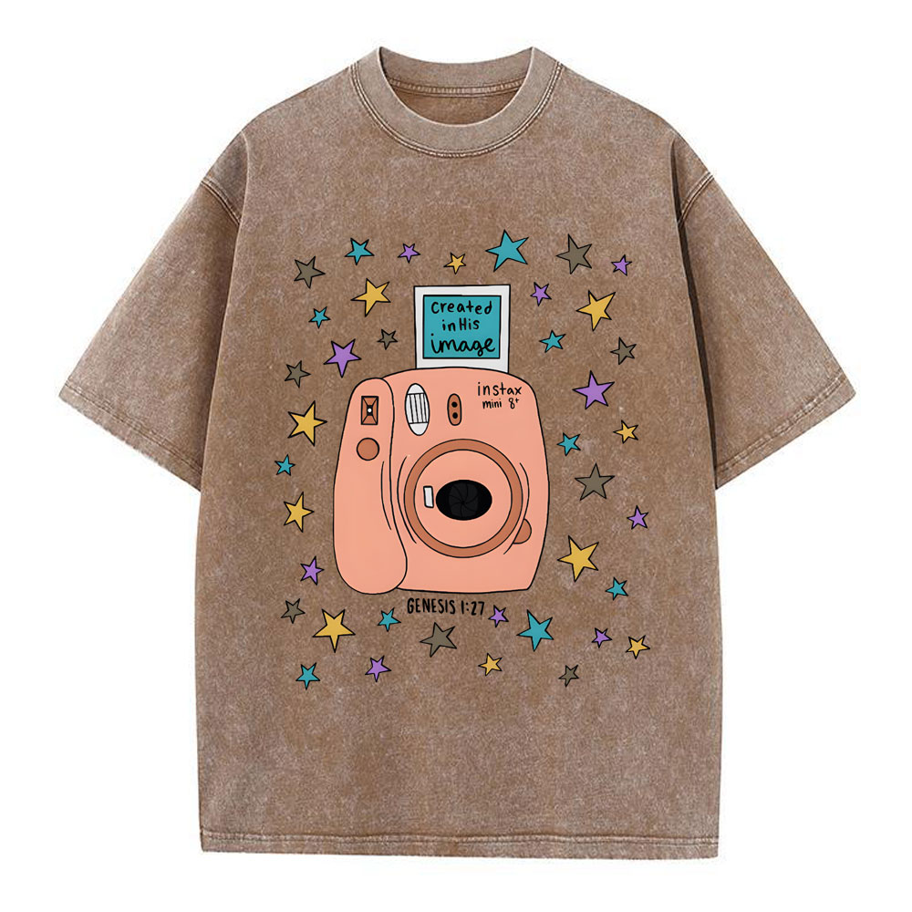 Created In His Image Christian Washed T-Shirt