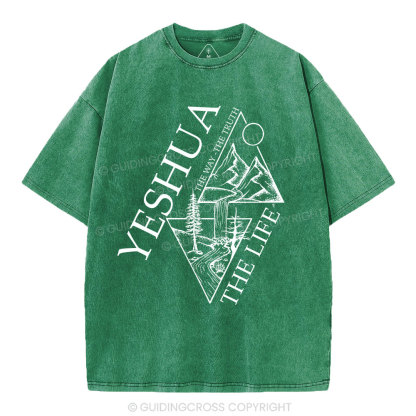 Yeshua The Way The Truth The Life Christian Washed T-Shirt