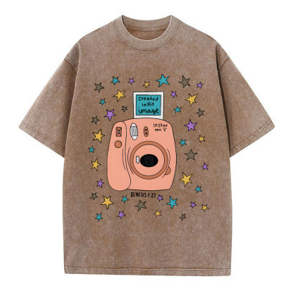 Created In His Image Christian Washed T-Shirt